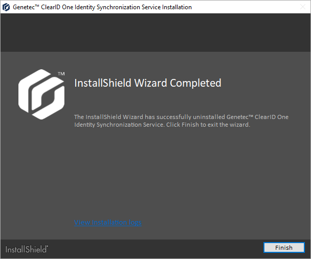 ClearID One Identity-Synchronisierungstool zeigt Informationen zum Abschluss des InstallShield-Assistenten an.