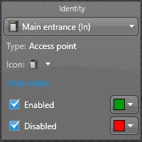 Reader map object identity widget showing states: Enabled (green) and Disabled (red).