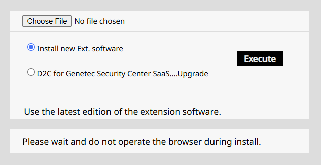Install the D2C for Genetec Security Center SaaS extension package.