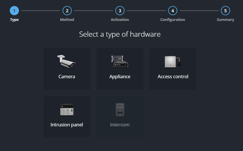 Seleccione Cámara en el asistente de configuración.