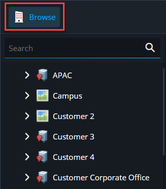 Busque las entidades disponibles en Mosaicos en la Operation web.