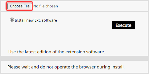 La page Logiciel mng. d’une caméra i-PRO affichant le bouton Choisir un fichier.