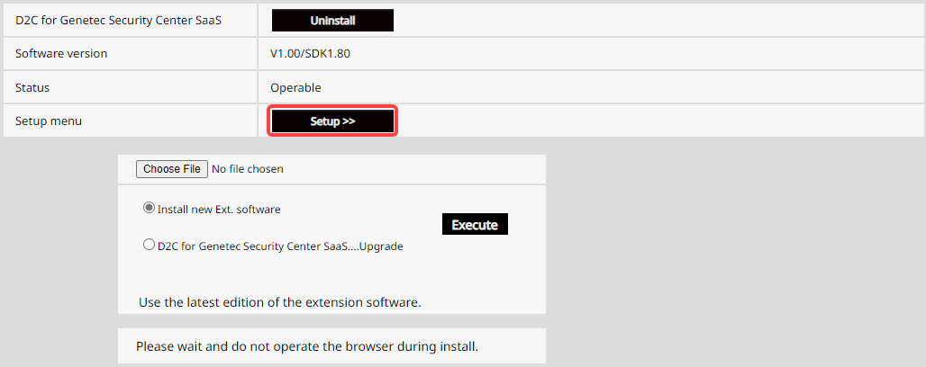 Page Logiciel d’une caméra i-PRO affichant le bouton Configurer >>.