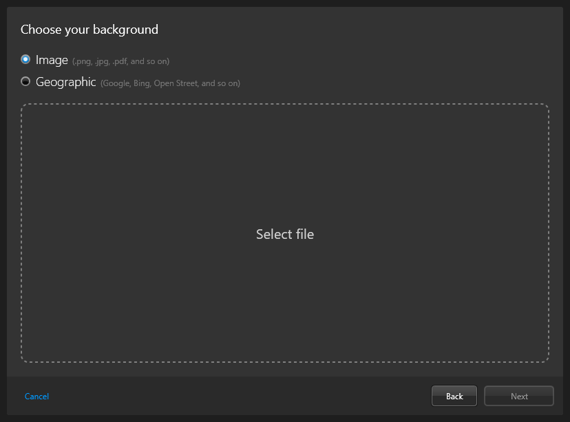Dialog box to select a map in the Map Manager task.