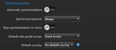 Synchronization settings section in the ClearID One Identity Synchronization Tool.