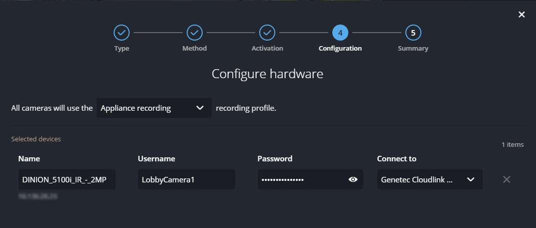 The Configuration page of the configuration wizard in Security Center SaaS.