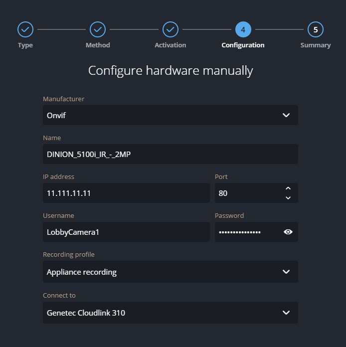 The Configuration page of the configuration wizard in Security Center SaaS.
