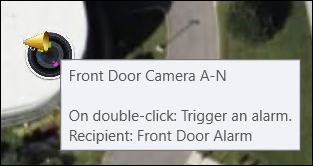 The megaphone icon and tool tip displayed for map double-click actions.