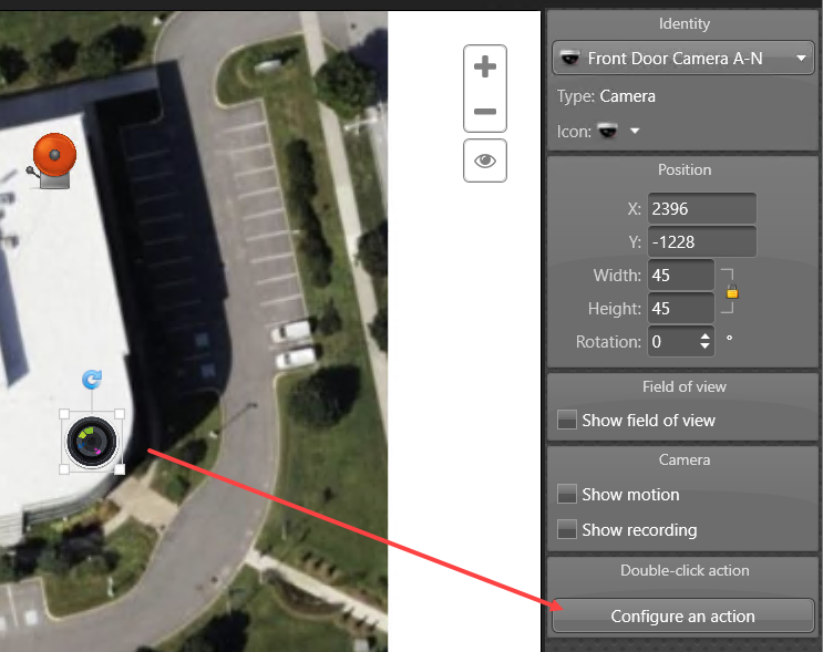 The Configure an action button in the Map designer.