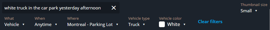 Filters for the Investigation task in Genetec Operation showing a vehicle of interest search with other filters selected.