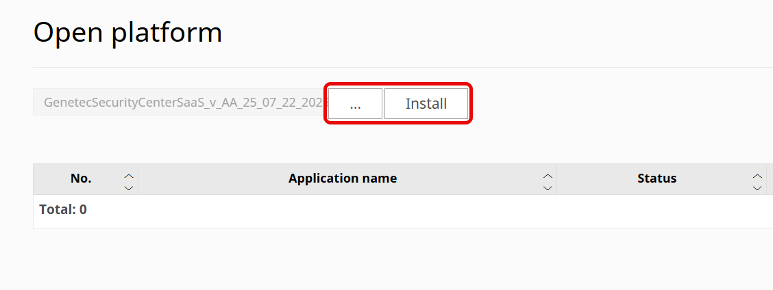 Install the Genetec Security Center SaaS application.